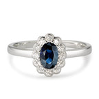 Gyűrű 750/18 K fehér arany Gyémánt Fehér, 0.18 ct, 12 Kövek, Briliáns, w-si, Zafír