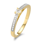 Gyűrű 750/18 K sárga arany Gyémánt 0.17 ct, 15 Kövek, w-si