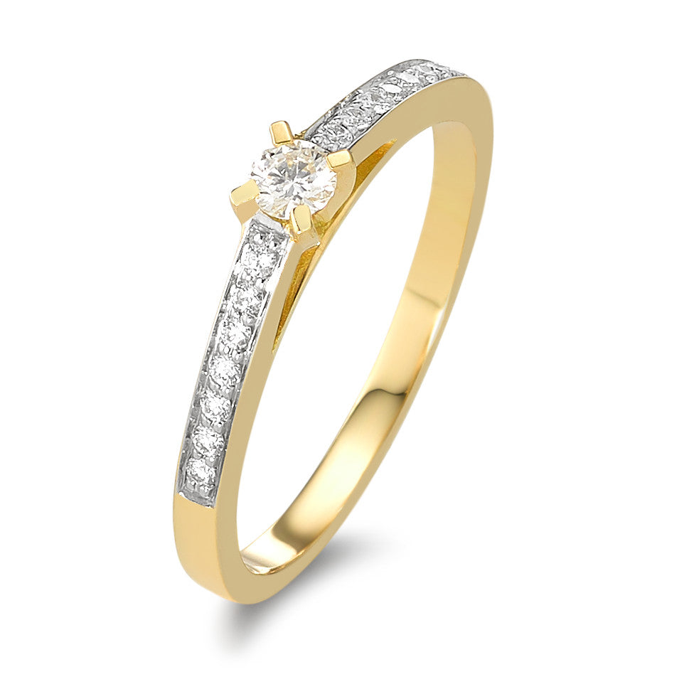 Gyűrű 750/18 K sárga arany Gyémánt 0.17 ct, 15 Kövek, w-si
