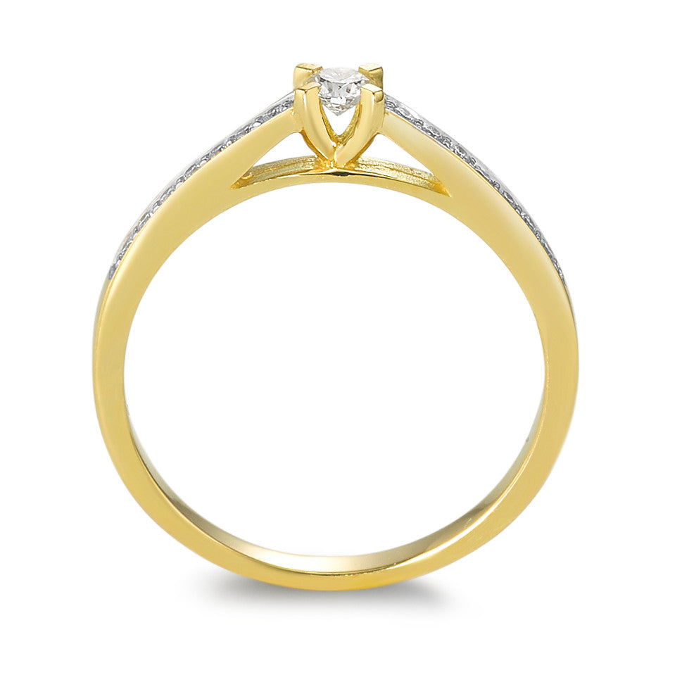 Gyűrű 750/18 K sárga arany Gyémánt 0.17 ct, 15 Kövek, w-si