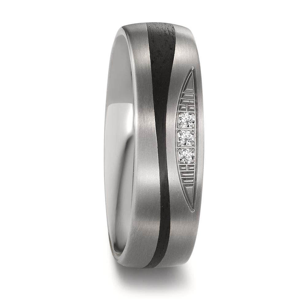 Partnergyűrű Titán, Szén Gyémánt 0.03 ct, 3 Kövek, tw-si