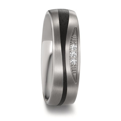 Partnergyűrű Titán, Szén Gyémánt 0.03 ct, 3 Kövek, tw-si