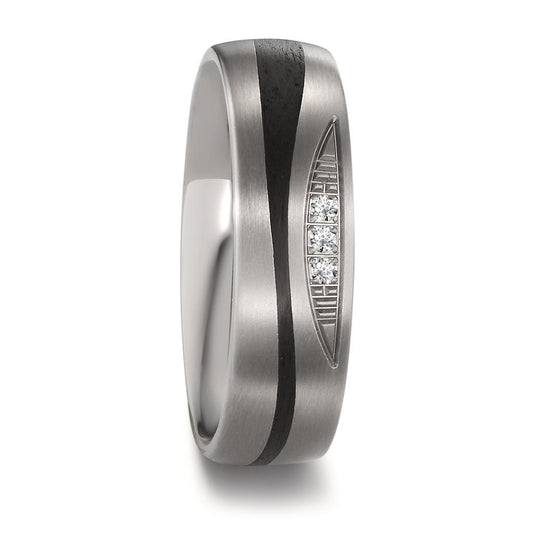 Partnergyűrű Titán, Szén Gyémánt 0.03 ct, 3 Kövek, tw-si