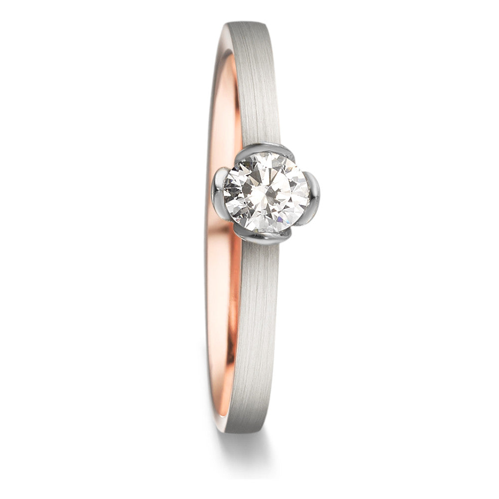 Szoliter gyűrű 750/18 K vörös arany, 750/18 K fehér arany Gyémánt 0.25 ct, tw-vsi