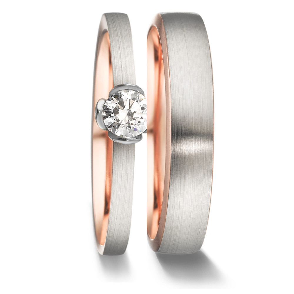 Szoliter gyűrű 750/18 K vörös arany, 750/18 K fehér arany Gyémánt 0.25 ct, tw-vsi
