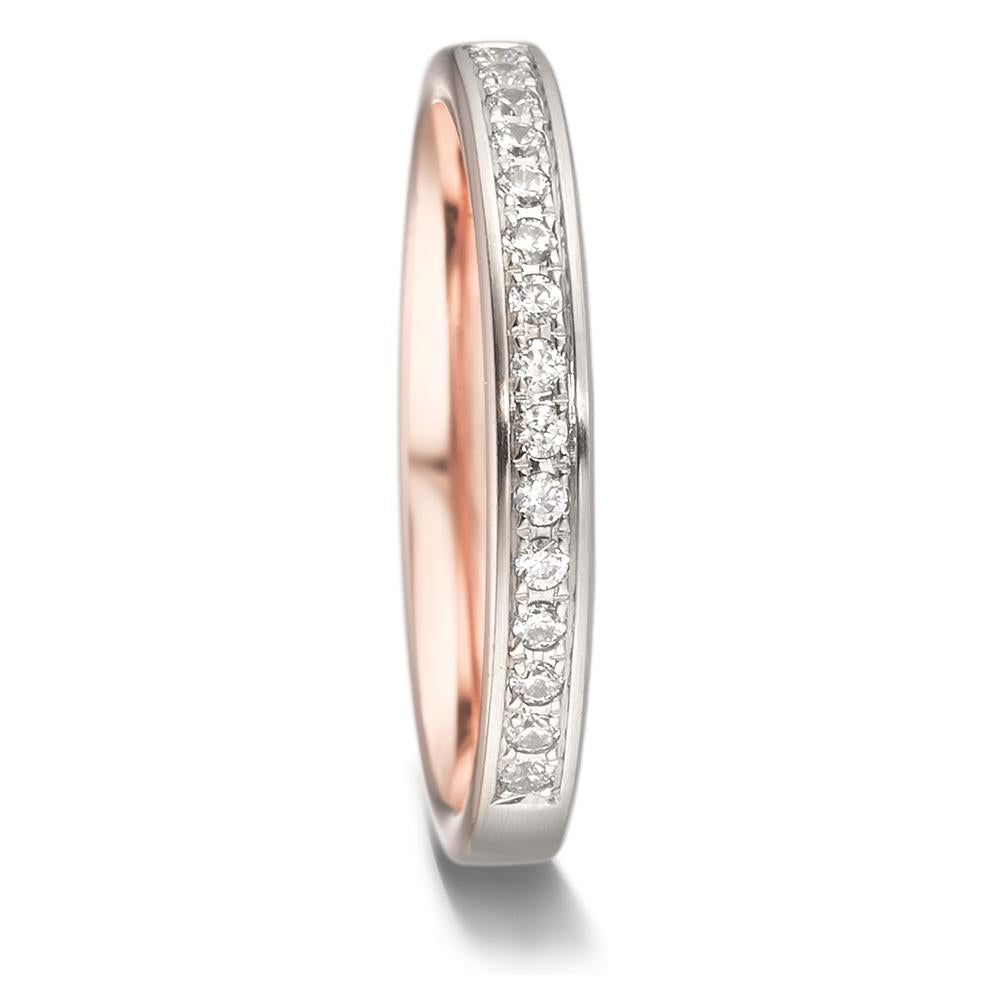 Memória gyűrű 750/18 K vörös arany, 750/18 K fehér arany Gyémánt 0.15 ct, 15 Kövek, tw-vsi