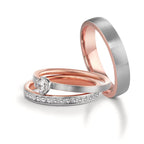 Memória gyűrű 750/18 K vörös arany, 750/18 K fehér arany Gyémánt 0.15 ct, 15 Kövek, tw-vsi