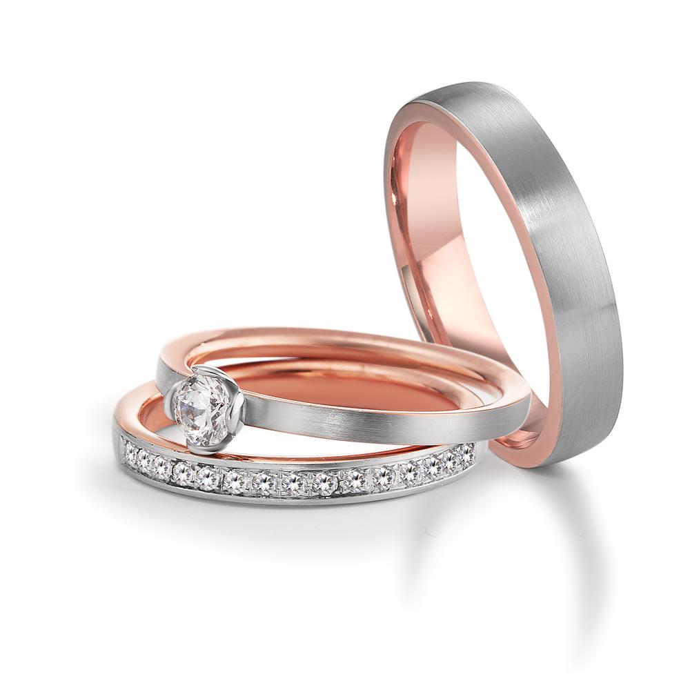 Memória gyűrű 750/18 K vörös arany, 750/18 K fehér arany Gyémánt 0.15 ct, 15 Kövek, tw-vsi