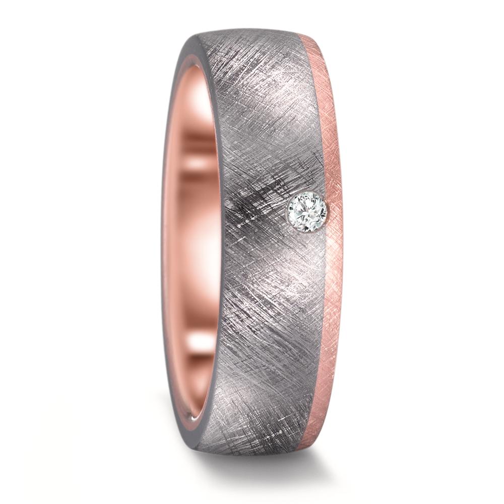 Partnergyűrű 999 tantál, 585/14 K rozé arany Gyémánt 0.03 ct, w-si