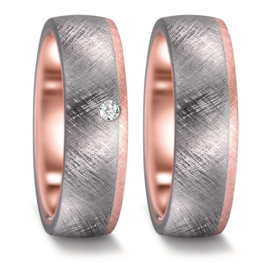 Partnergyűrű 999 tantál, 585/14 K rozé arany Gyémánt 0.03 ct, w-si