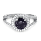 Gyűrű 375/9 K fehér arany Zafír Kék, 1.76 ct, kerek, AAA, Gyémánt Fehér, 0.23 ct, 12 Kövek, w-pi3