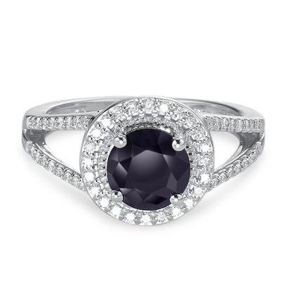 Gyűrű 375/9 K fehér arany Zafír Kék, 1.76 ct, kerek, AAA, Gyémánt Fehér, 0.23 ct, 12 Kövek, w-pi3