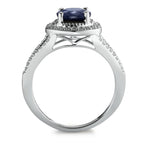 Gyűrű 375/9 K fehér arany Zafír Kék, 1.76 ct, kerek, AAA, Gyémánt Fehér, 0.23 ct, 12 Kövek, w-pi3