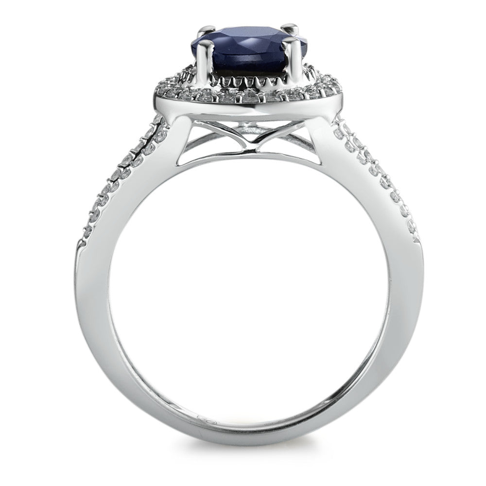 Gyűrű 375/9 K fehér arany Zafír Kék, 1.76 ct, kerek, AAA, Gyémánt Fehér, 0.23 ct, 12 Kövek, w-pi3