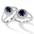 Gyűrű 375/9 K fehér arany Zafír Kék, 1.76 ct, kerek, AAA, Gyémánt Fehér, 0.23 ct, 12 Kövek, w-pi3