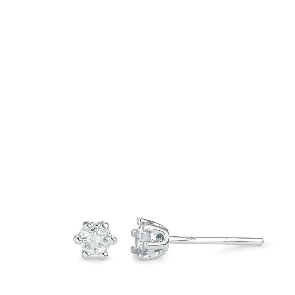 Fülbevaló 750/18 K fehér arany Gyémánt Fehér, 0.25 ct, 2 Kövek, Briliáns, w-si Ø4 mm