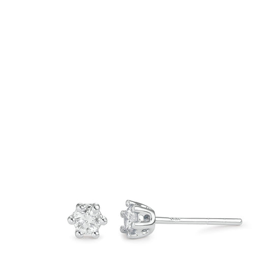 Fülbevaló 750/18 K fehér arany Gyémánt Fehér, 0.25 ct, 2 Kövek, Briliáns, w-si Ø4 mm