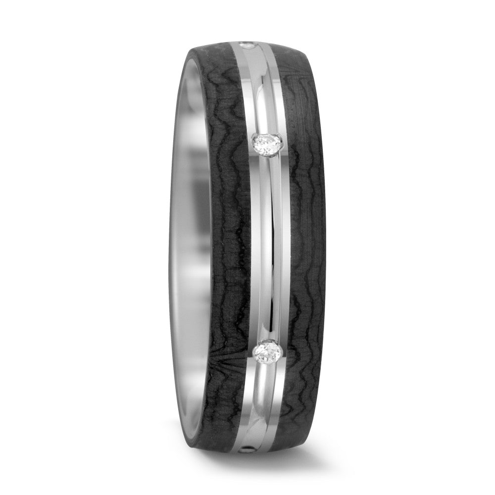 Gyűrű 585/14 K fehér arany, Szén Gyémánt 0.06 ct, 6 Kövek, tw-si
