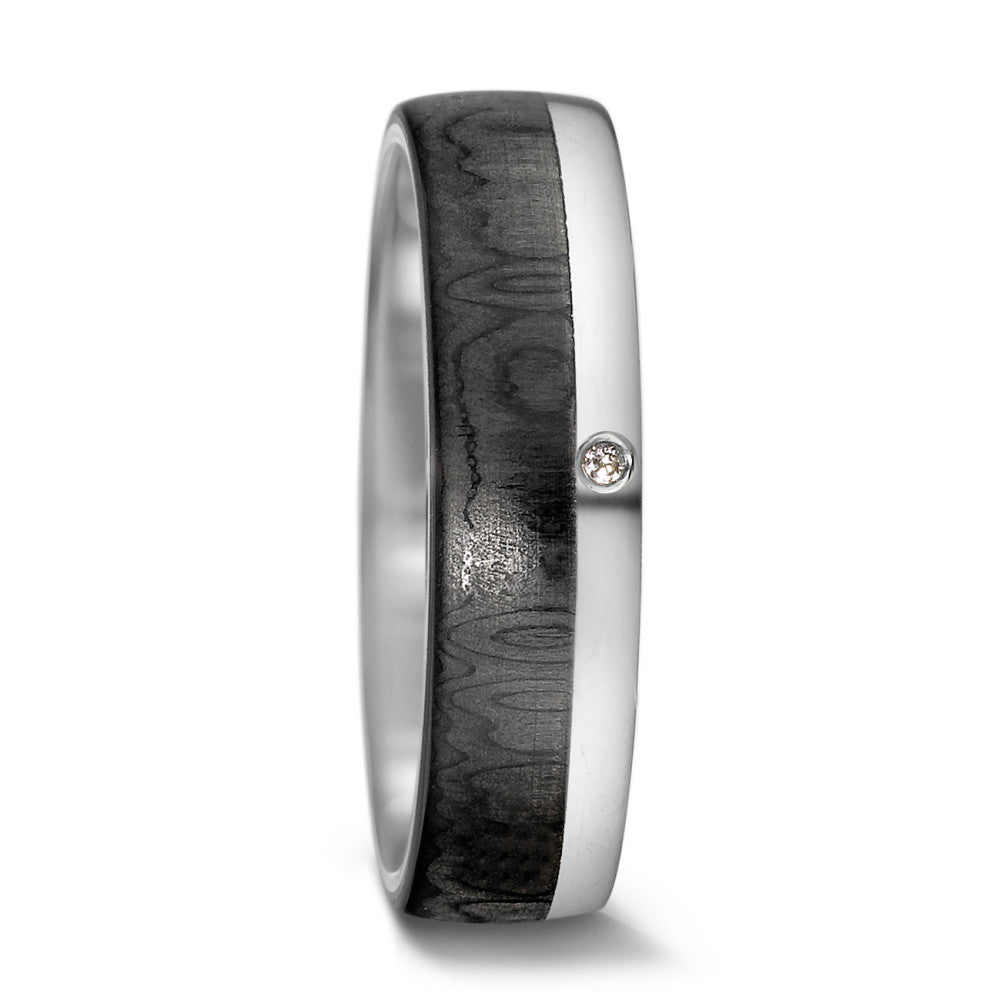 Partnergyűrű 585/14 K fehér arany, Szén Gyémánt 0.01 ct, tw-si