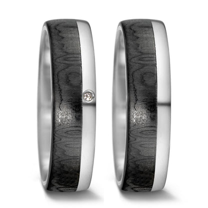 Partnergyűrű 585/14 K fehér arany, Szén Gyémánt 0.01 ct, tw-si