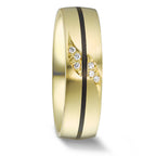 Partnergyűrű 585/14 K sárga arany, Szén Gyémánt 0.048 ct, 6 Kövek, w-si