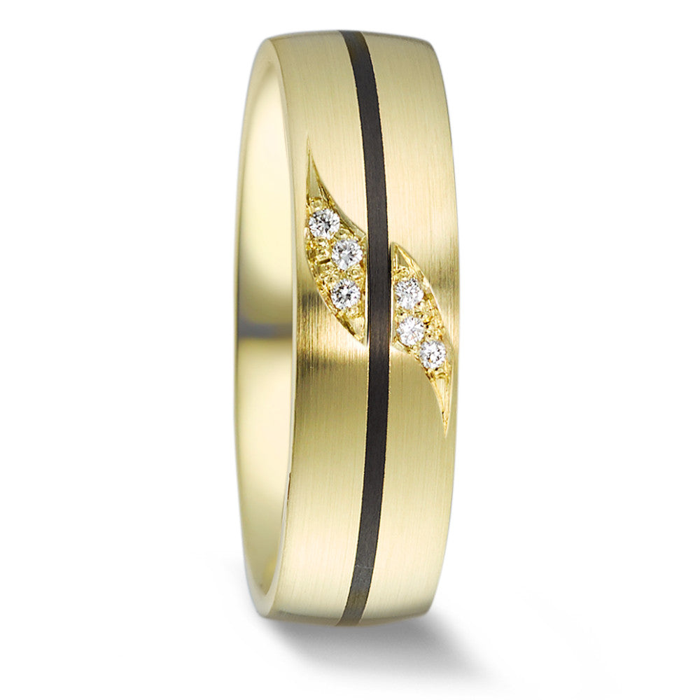 Partnergyűrű 585/14 K sárga arany, Szén Gyémánt 0.048 ct, 6 Kövek, w-si