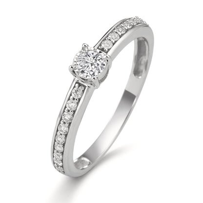 Szoliter gyűrű 375/9 K fehér arany Gyémánt 0.20 ct, 19 Kövek, w-si