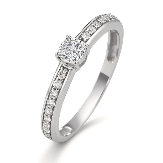 Szoliter gyűrű 375/9 K fehér arany Gyémánt 0.20 ct, 19 Kövek, w-si