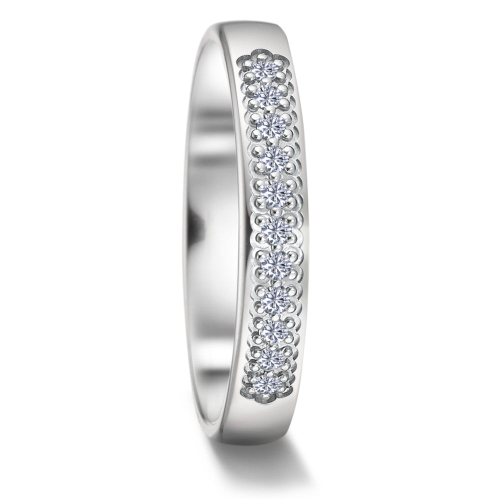 Partnergyűrű 750/18 K fehér arany Gyémánt 0.11 ct, 11 Kövek, tw-vsi