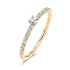 Szoliter gyűrű 750/18 K sárga arany Gyémánt 0.25 ct, 17 Kövek, w-si