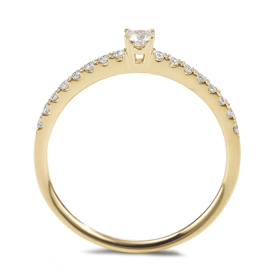 Szoliter gyűrű 750/18 K sárga arany Gyémánt 0.25 ct, 17 Kövek, w-si