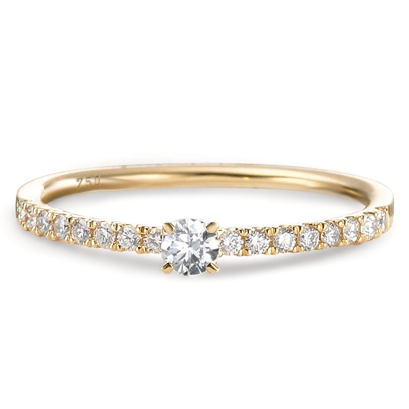Szoliter gyűrű 750/18 K sárga arany Gyémánt 0.25 ct, 17 Kövek, w-si