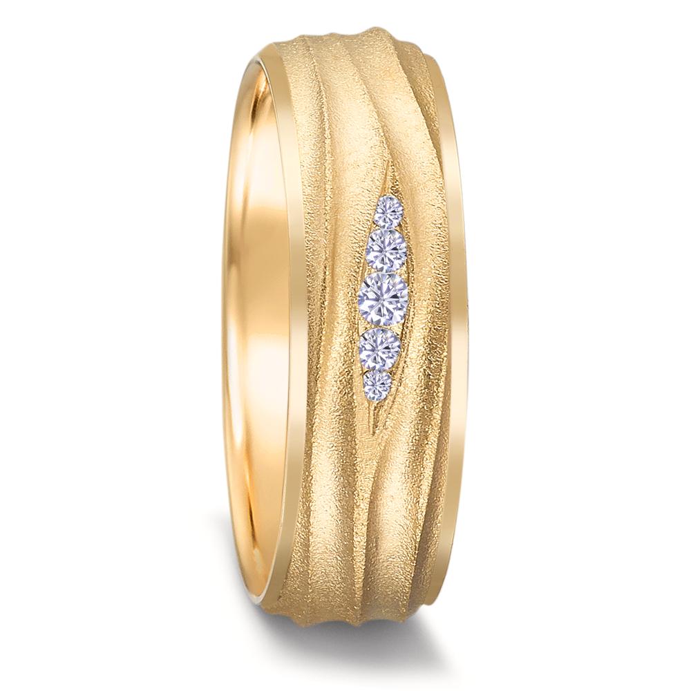 Partnergyűrű 750/18 K sárga arany Gyémánt 0.077 ct, 5 Kövek, w-si