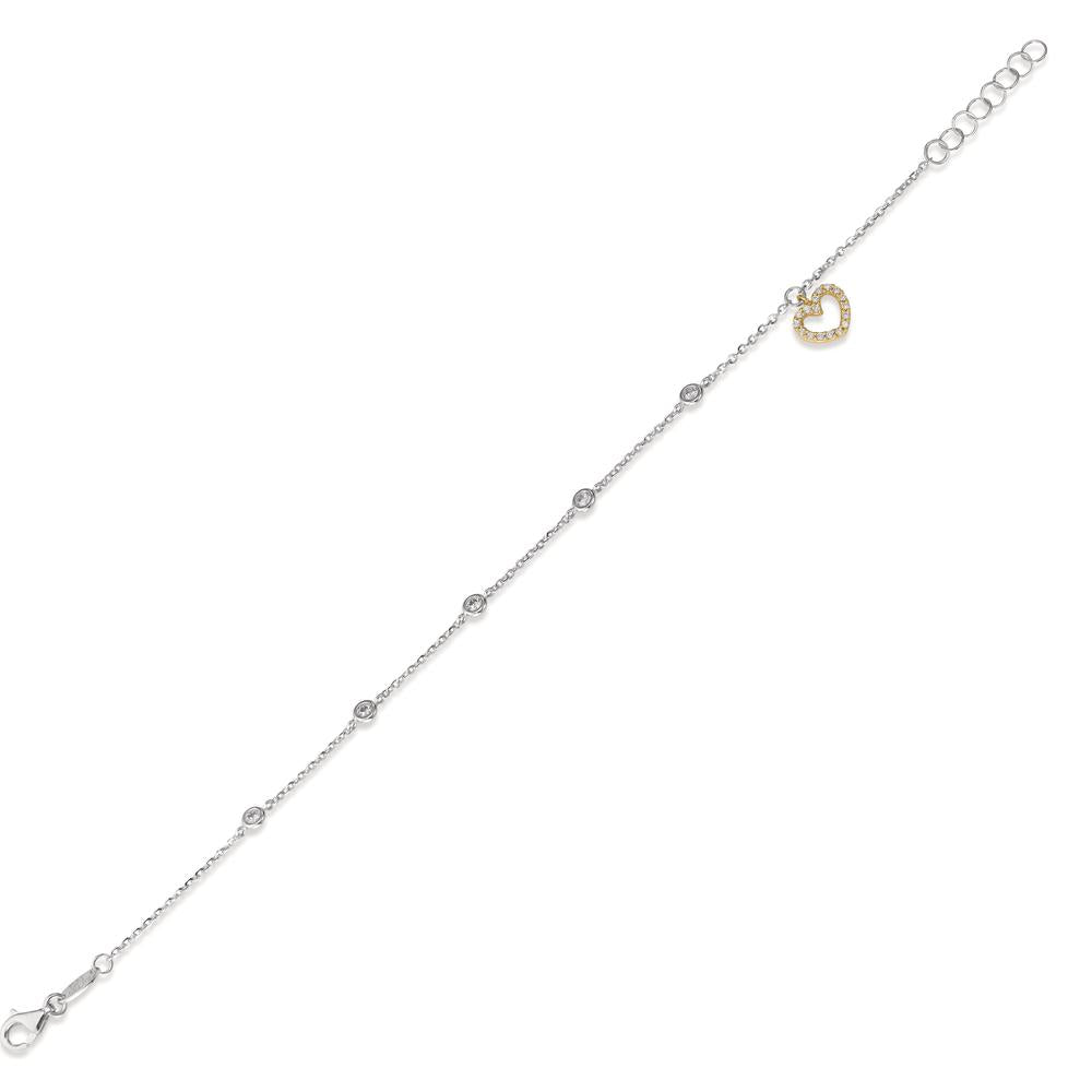 Karkötő 750/18 K fehér arany, 750/18 K sárga arany Cirkónia Szív 16.5-18.5 cm