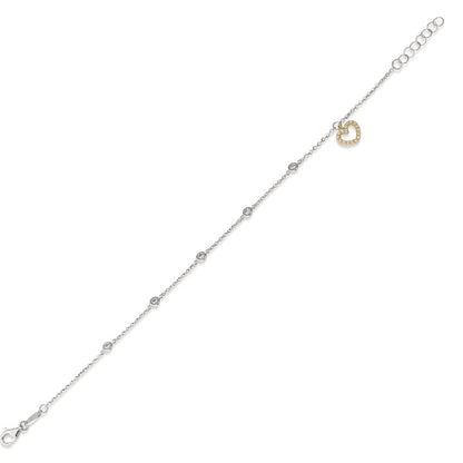 Karkötő 750/18 K fehér arany, 750/18 K sárga arany Cirkónia Szív 16.5-18.5 cm