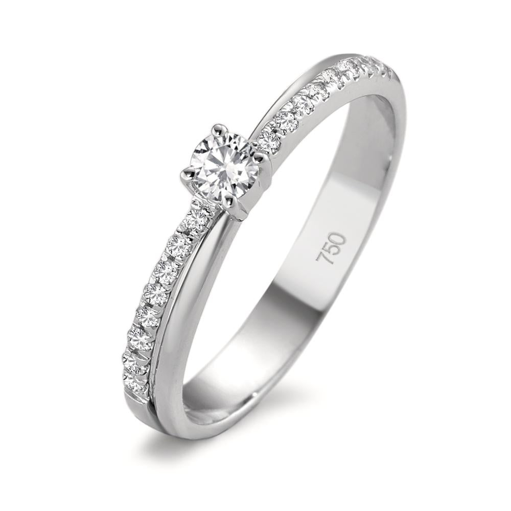 Gyűrű 750/18 K fehér arany Gyémánt 0.09 ct, 19 Kövek, w-si