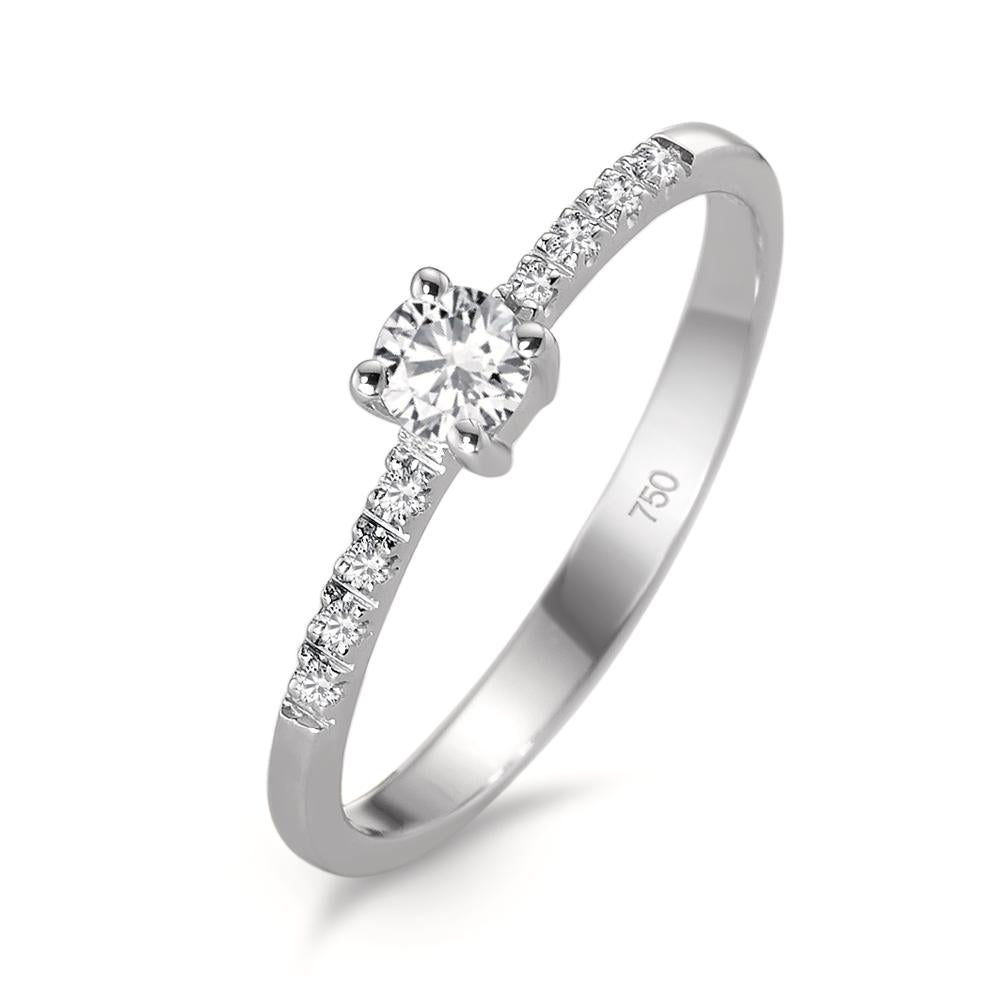 Szoliter gyűrű 750/18 K fehér arany Gyémánt Fehér, 0.04 ct, 8 Kövek, Briliáns, w-si, Gyémánt Fehér, 0.20 ct, Briliáns, w-si