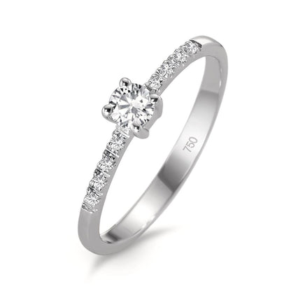 Szoliter gyűrű 750/18 K fehér arany Gyémánt Fehér, 0.04 ct, 8 Kövek, Briliáns, w-si, Gyémánt Fehér, 0.20 ct, Briliáns, w-si