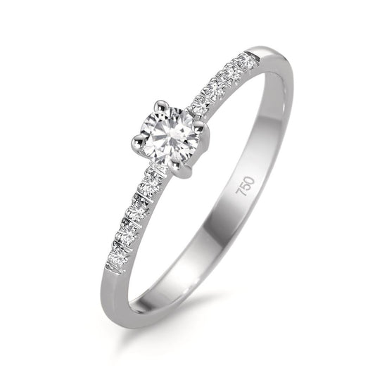 Szoliter gyűrű 750/18 K fehér arany Gyémánt Fehér, 0.04 ct, 8 Kövek, Briliáns, w-si, Gyémánt Fehér, 0.20 ct, Briliáns, w-si