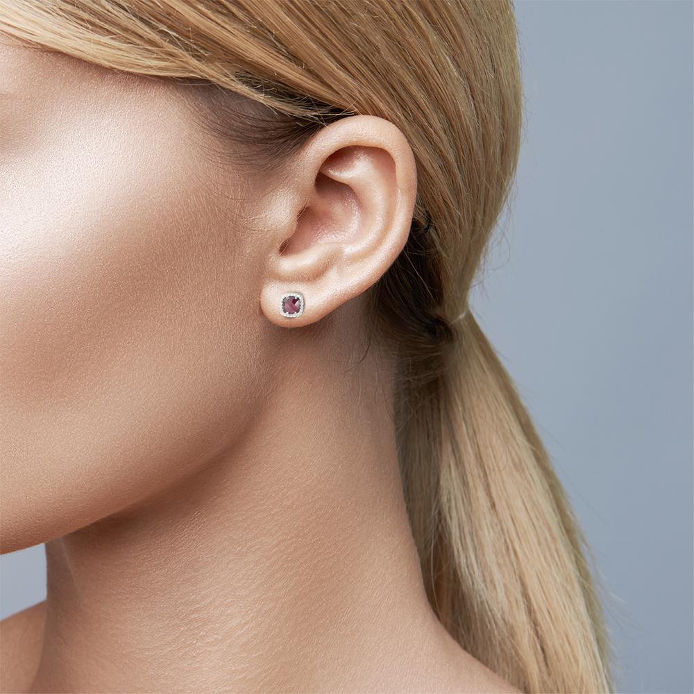 Fülbevaló 750/18 K fehér arany Rodolit Ø9 mm