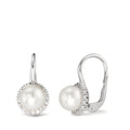 Függő fülbevaló 750/18 K fehér arany Gyémánt 0.36 ct, w-si édesvízi tenyésztett gyöngy Fehér, 8 mm
