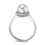 Gyűrű 750/18 K fehér arany Gyémánt 0.18 ct, w-si édesvízi tenyésztett gyöngy Fehér, 8 mm