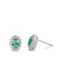 Fülbevaló 750/18 K fehér arany Smaragd 0.80 ct, 2 Kövek, Gyémánt 0.36 ct, w-si