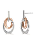 Függő fülbevaló 750/18 K fehér arany, 750/18 K vörös arany Gyémánt 0.08 ct, 16 Kövek, w-si