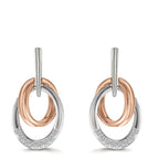 Függő fülbevaló 750/18 K fehér arany, 750/18 K vörös arany Gyémánt 0.08 ct, 16 Kövek, w-si
