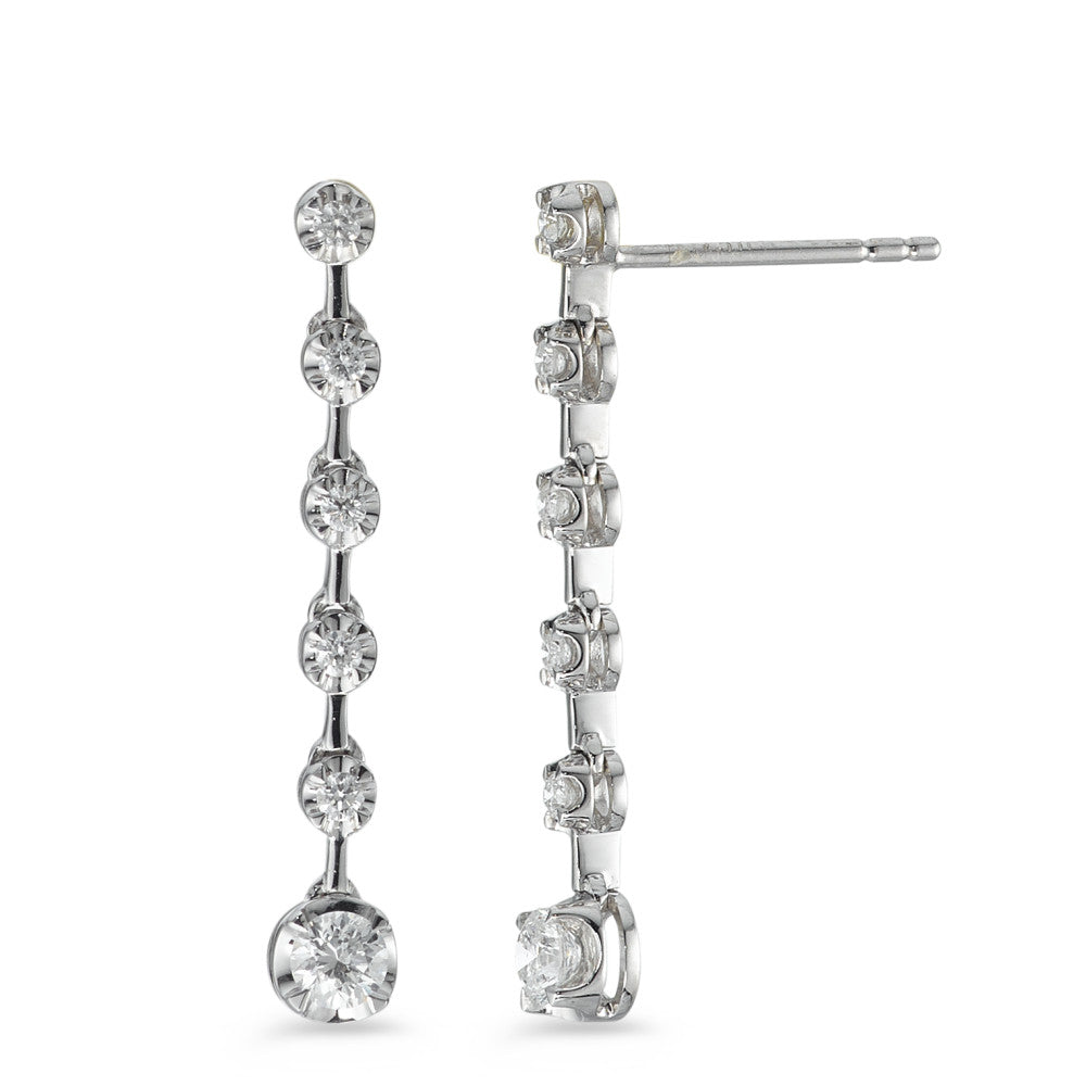 Függő fülbevaló 750/18 K fehér arany Gyémánt 0.49 ct, 12 Kövek, w-si