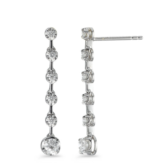 Függő fülbevaló 750/18 K fehér arany Gyémánt 0.49 ct, 12 Kövek, w-si