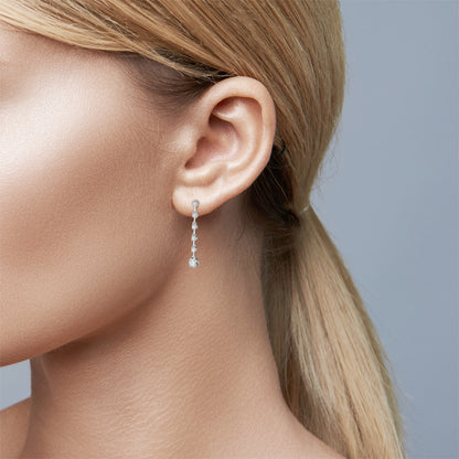 Függő fülbevaló 750/18 K fehér arany Gyémánt 0.49 ct, 12 Kövek, w-si