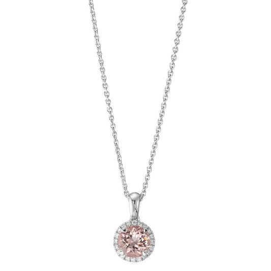 Nyakékek 750/18 K fehér arany Morganit, Gyémánt 0.06 ct, w-si 42-45 cm