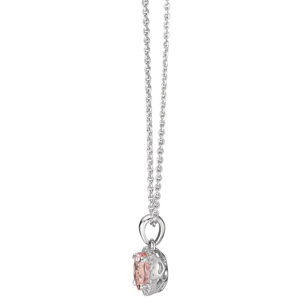 Nyakékek 750/18 K fehér arany Morganit, Gyémánt 0.06 ct, w-si 42-45 cm